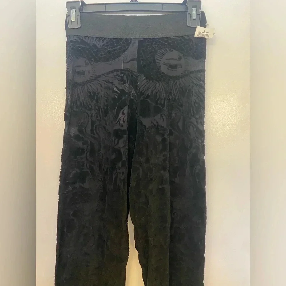 NWT Jean Paul Gaultier Maille Vintage 90's Velvet Evil Eye Leggings Black Size M